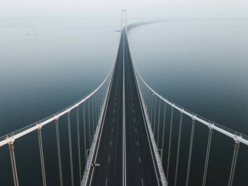 雾中大桥远景图片