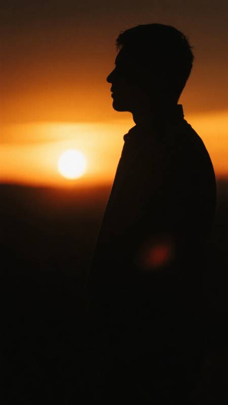 夕阳下的剪影图片