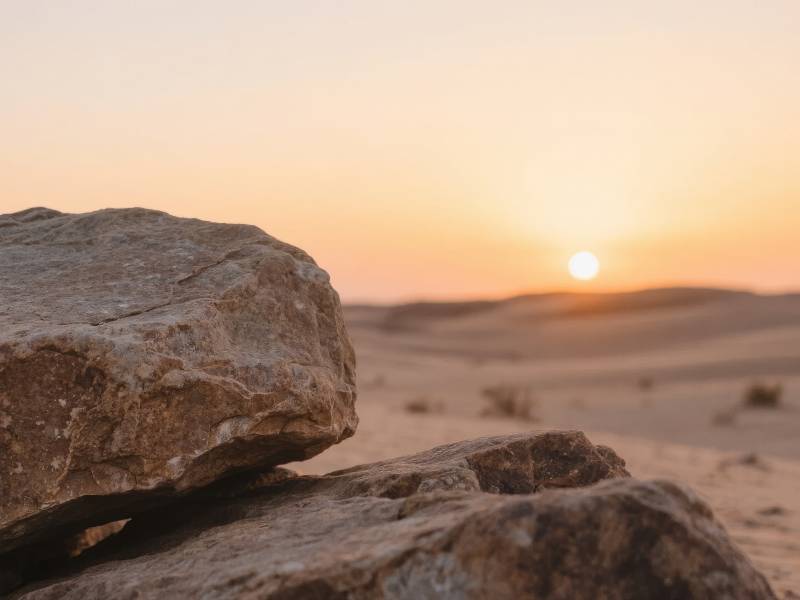 沙漠日落岩石图片
