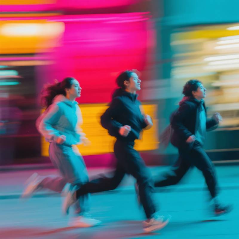 夜跑三人行图片