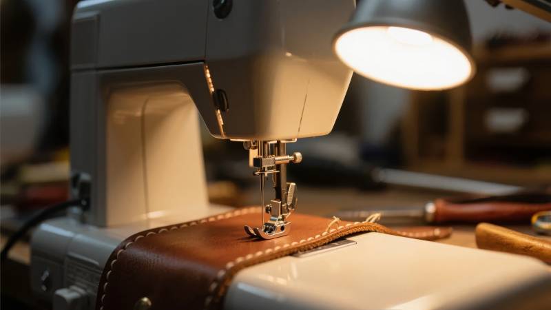 缝纫机工作特写图片