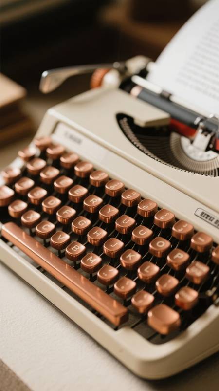 复古打字机特写图片