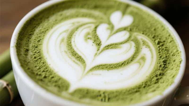 抹茶拿铁艺术图片