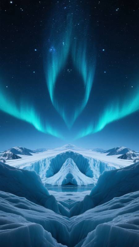 极光冰原夜景图片