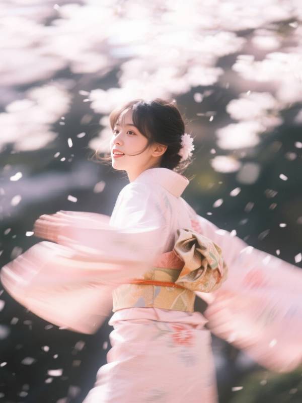 樱花纷飞 和服美人图片