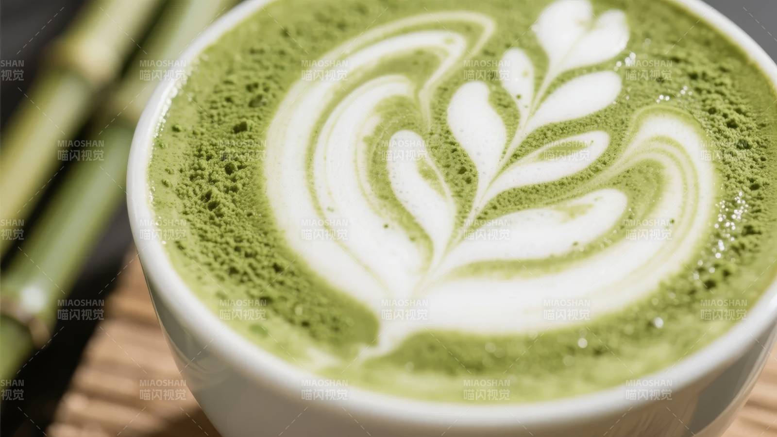 抹茶拉花艺术图片