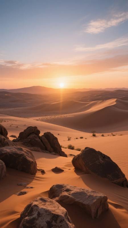 沙漠日落美景图片