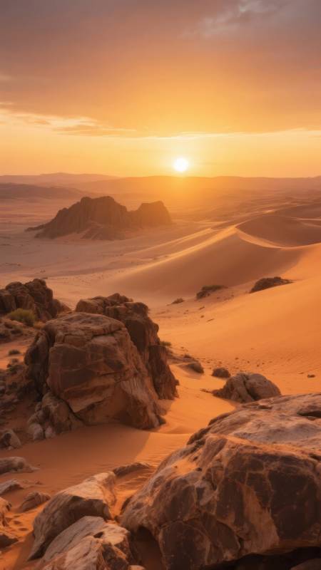 沙漠日落美景图片