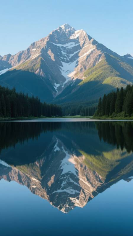 雪山倒影湖中图片