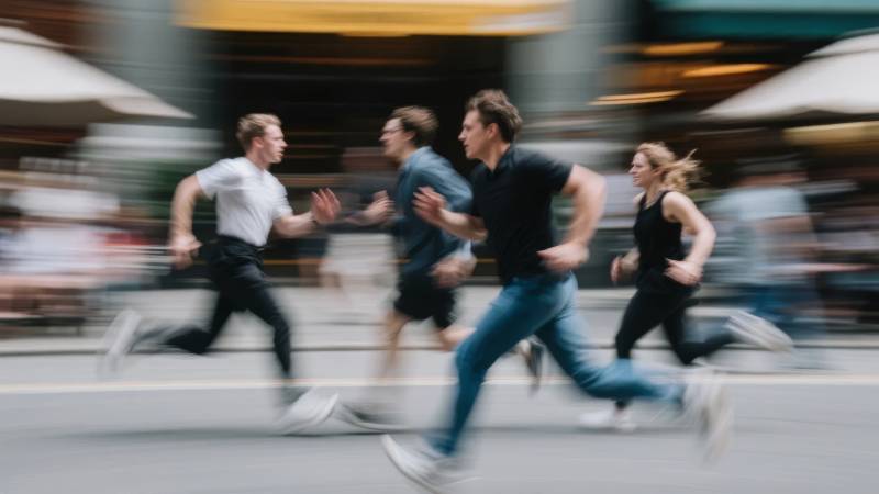 街头疾跑的四人组图片