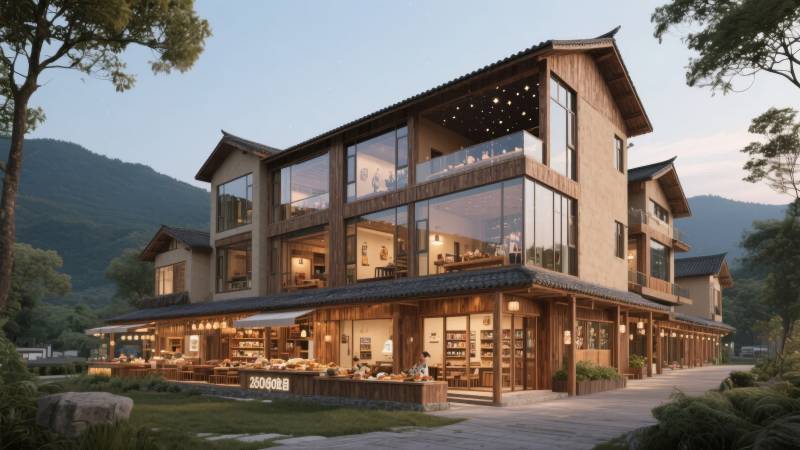 山居雅舍夜景图片