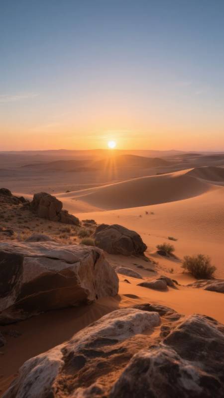 沙漠日落美景图片
