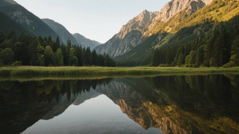 湖光山色倒影图片