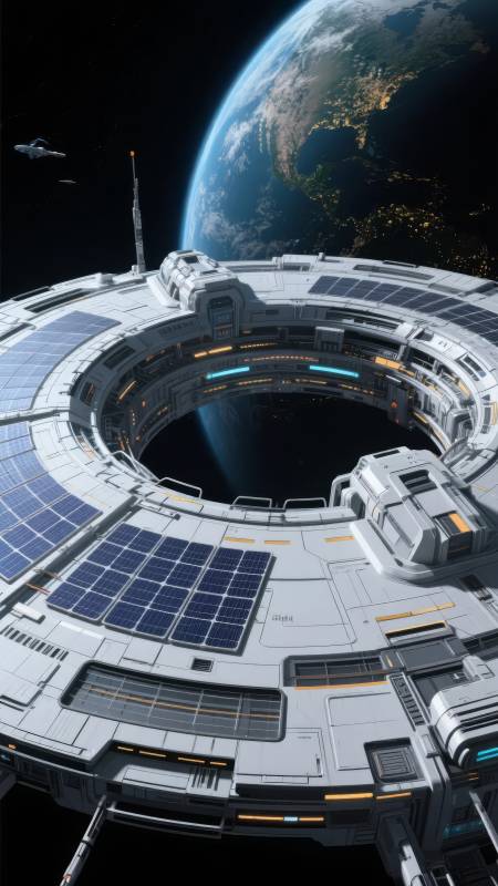 太空站环绕地球图片