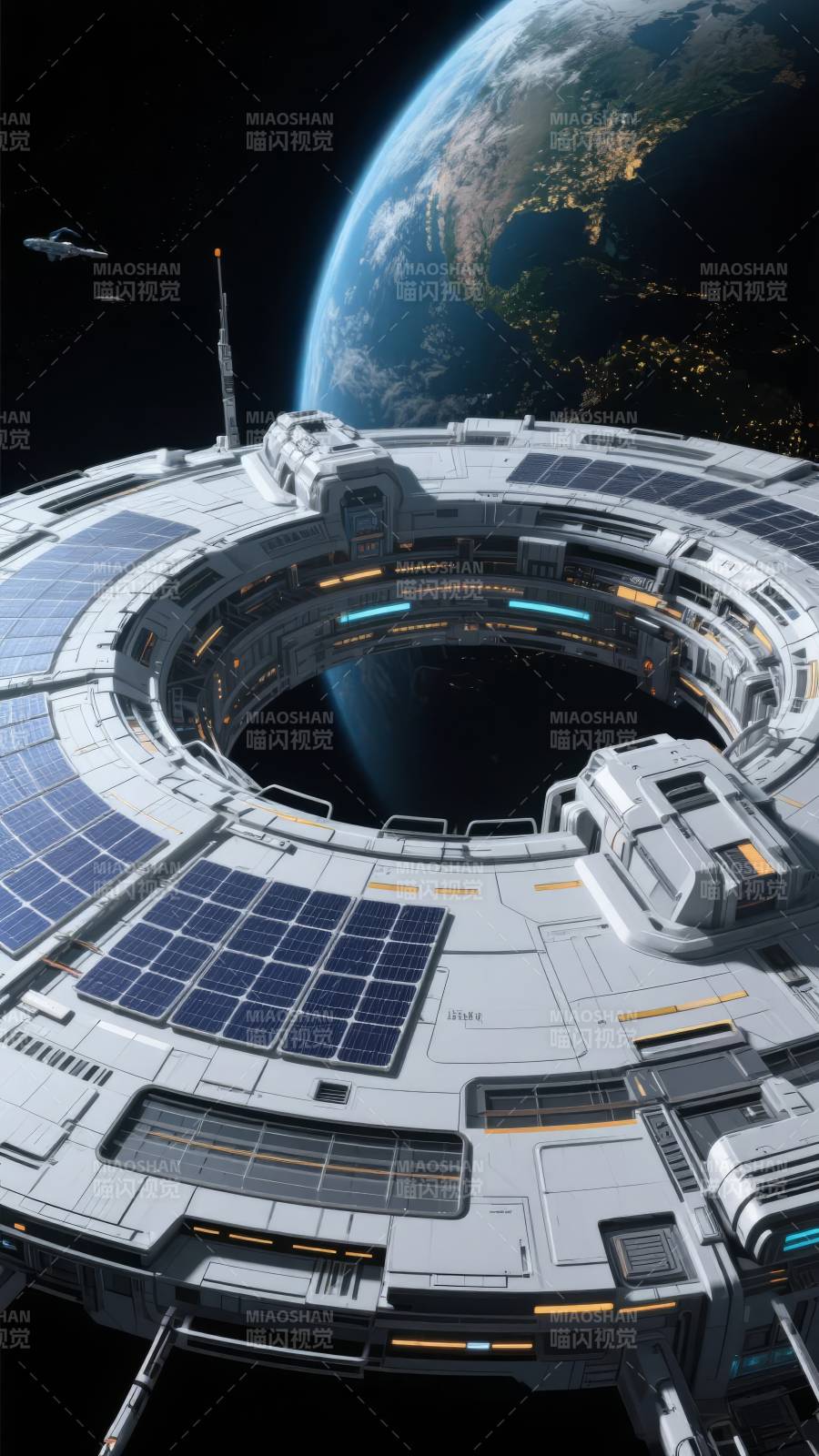 太空站环绕地球图片