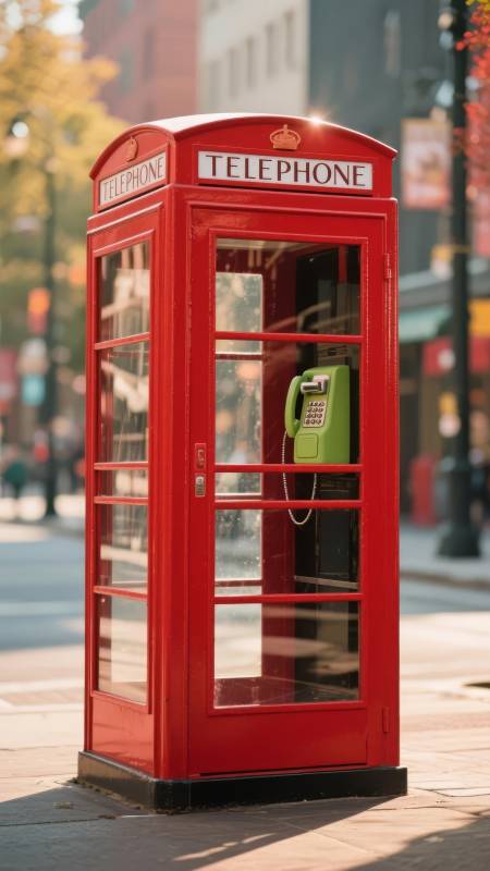 红色电话亭图片