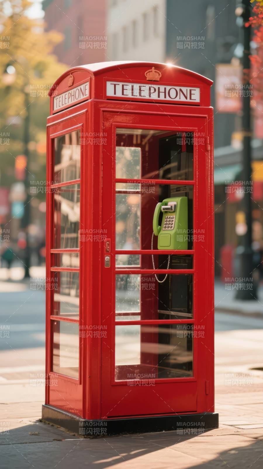 红色电话亭图片