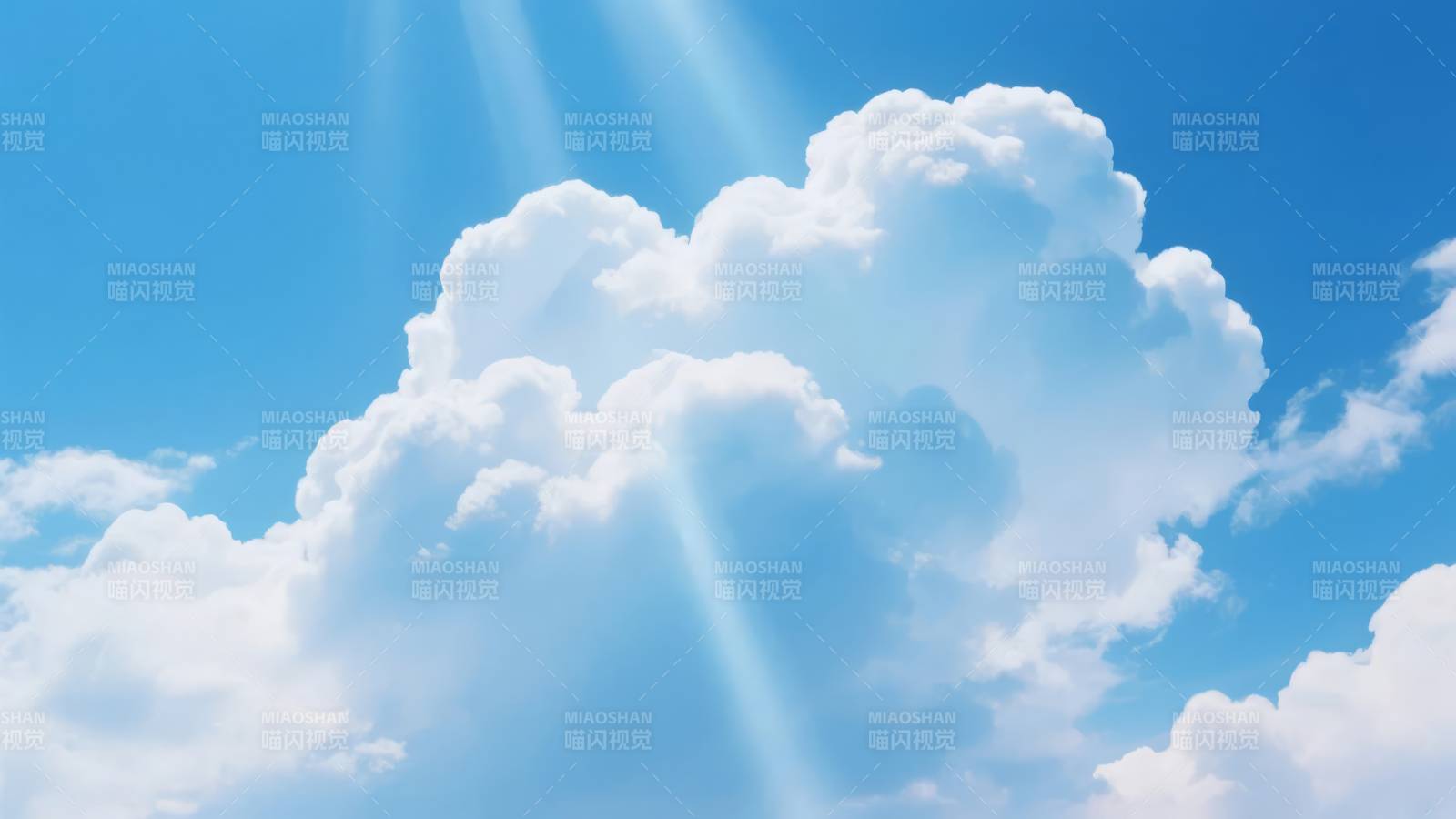 蓝天白云映阳光图片