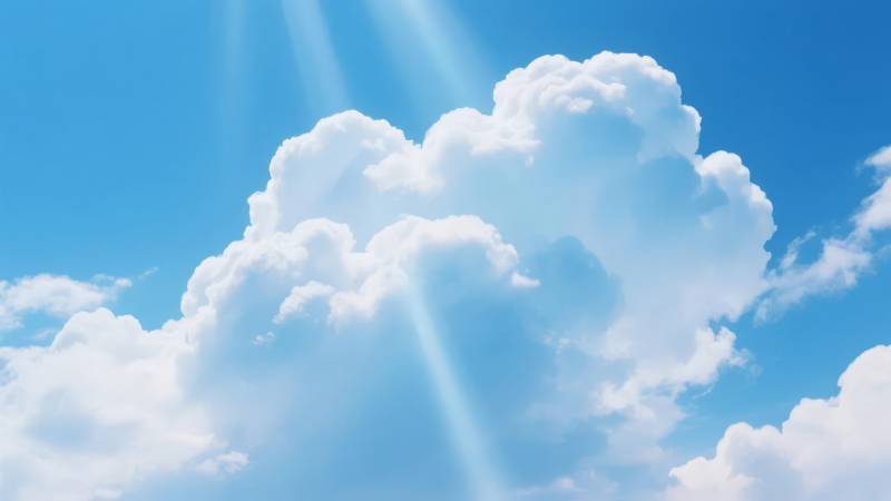 蓝天白云映阳光图片