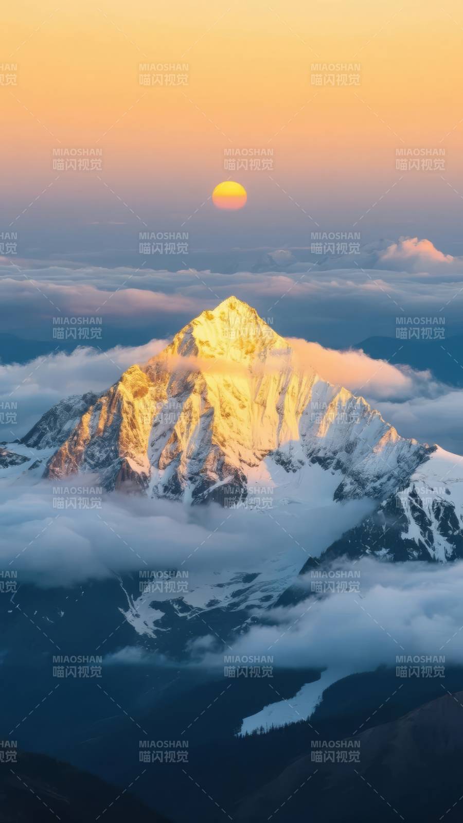 雪峰日出云海图片