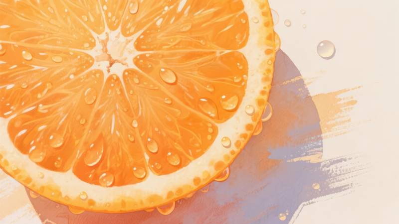 橙子切片水珠晶莹图片