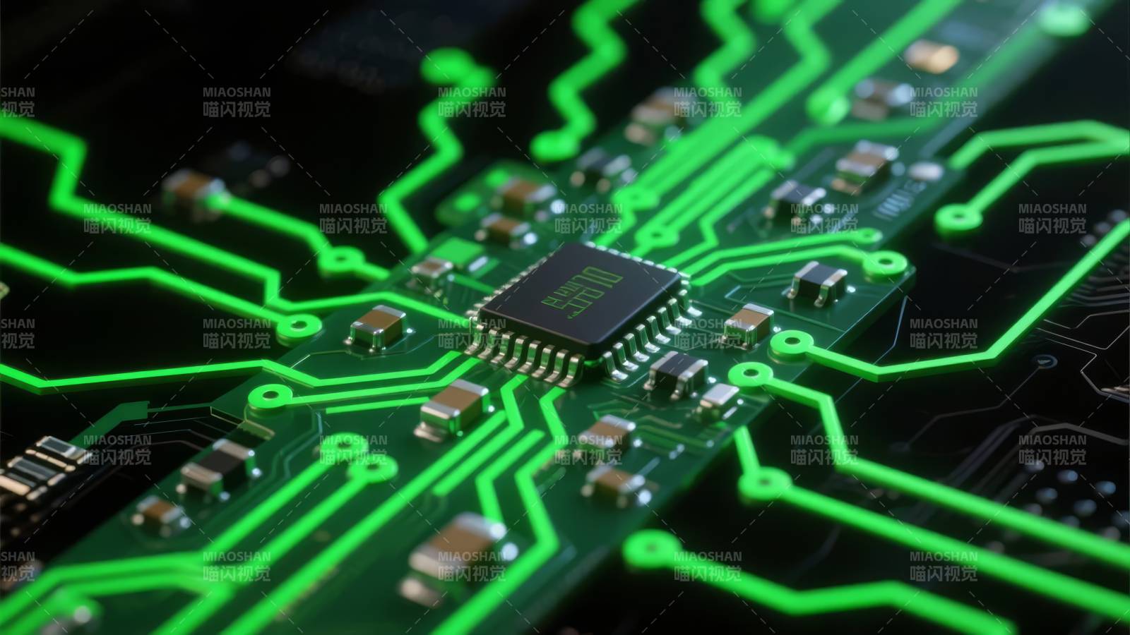 电路板上的芯片特写图片