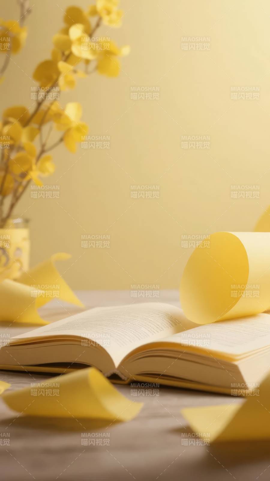 书页间的黄色时光图片