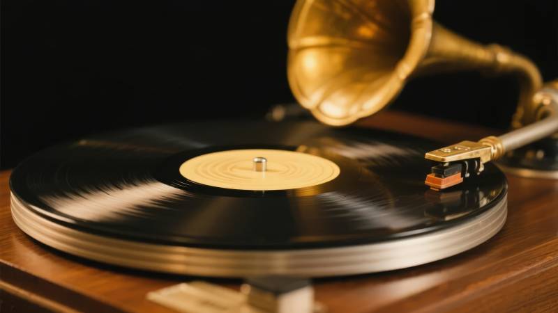 黑胶唱片播放中图片