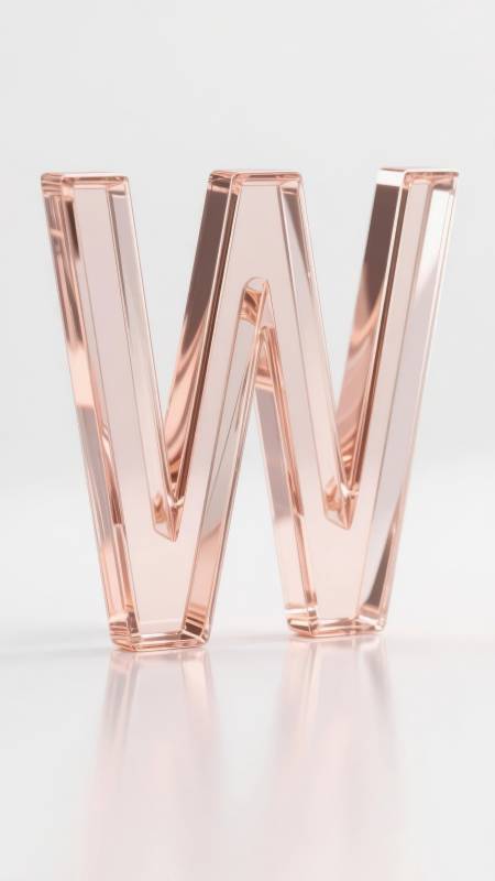 玫瑰金字母W图片