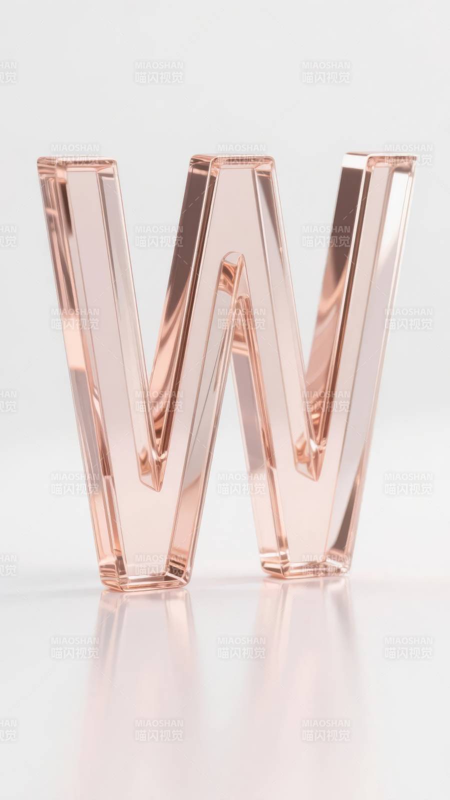 玫瑰金字母W图片