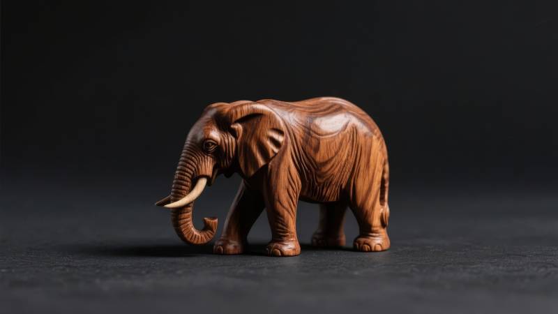 木雕大象静立图片