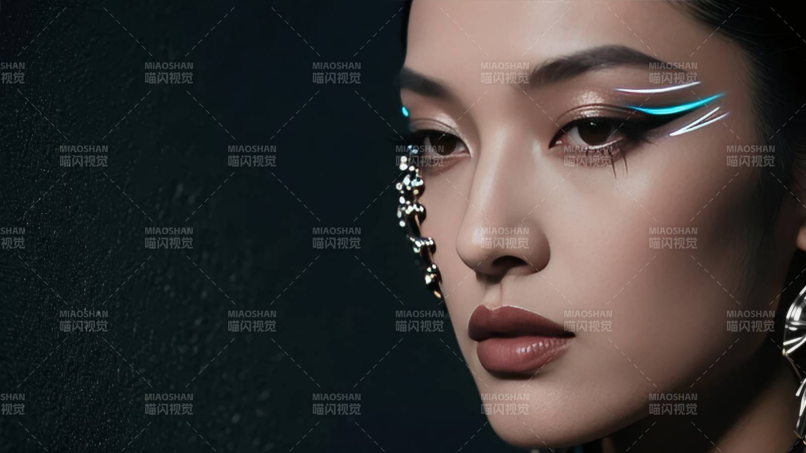 未来感妆容特写图片