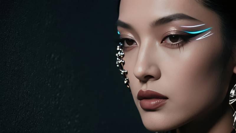未来感妆容特写图片