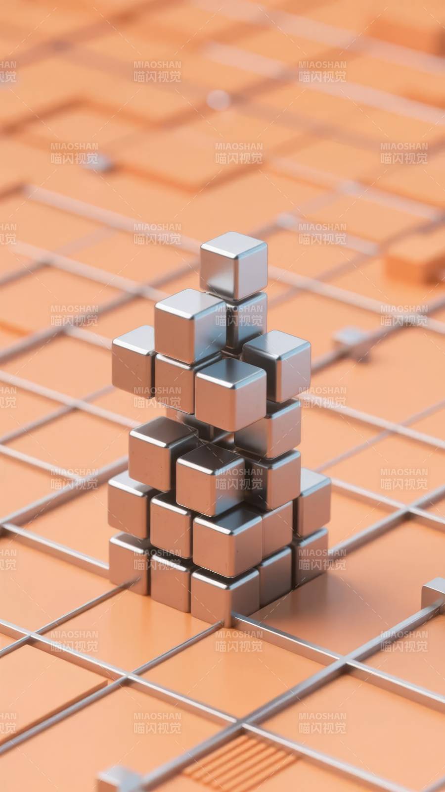 金属立方体堆叠图片