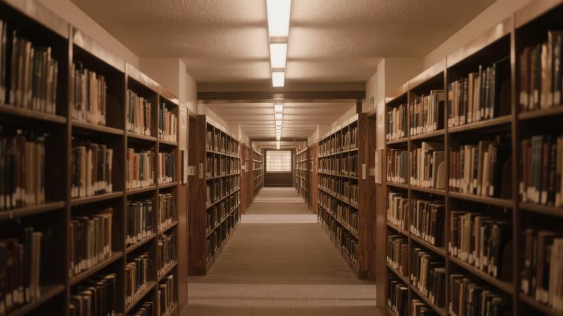 图书馆长廊静谧书香图片
