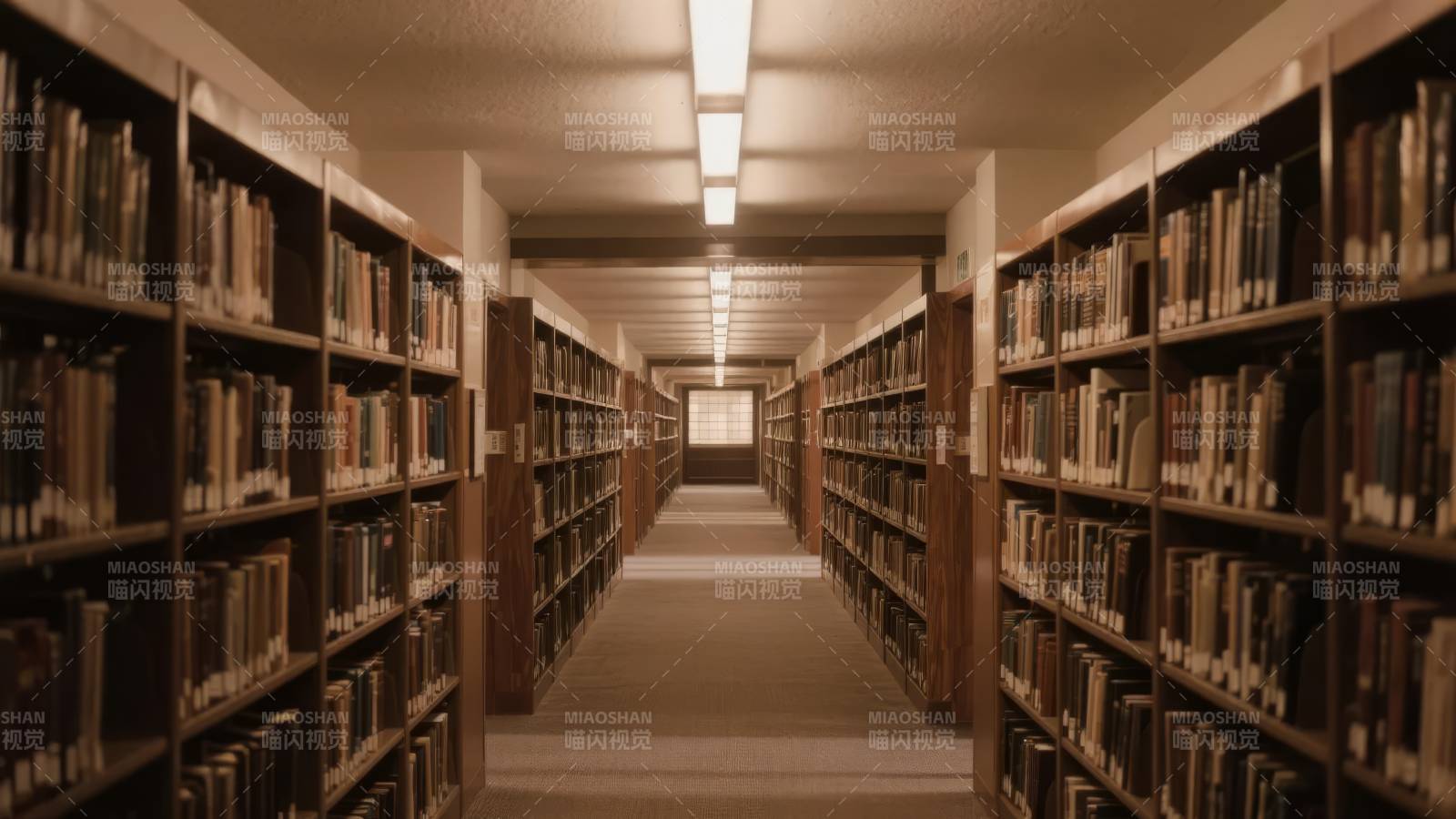 图书馆长廊静谧书香图片