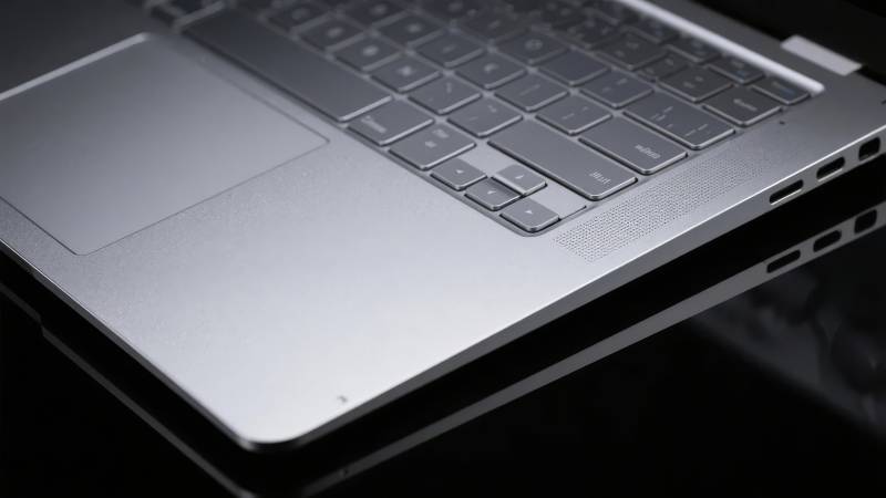 银色笔记本特写图片