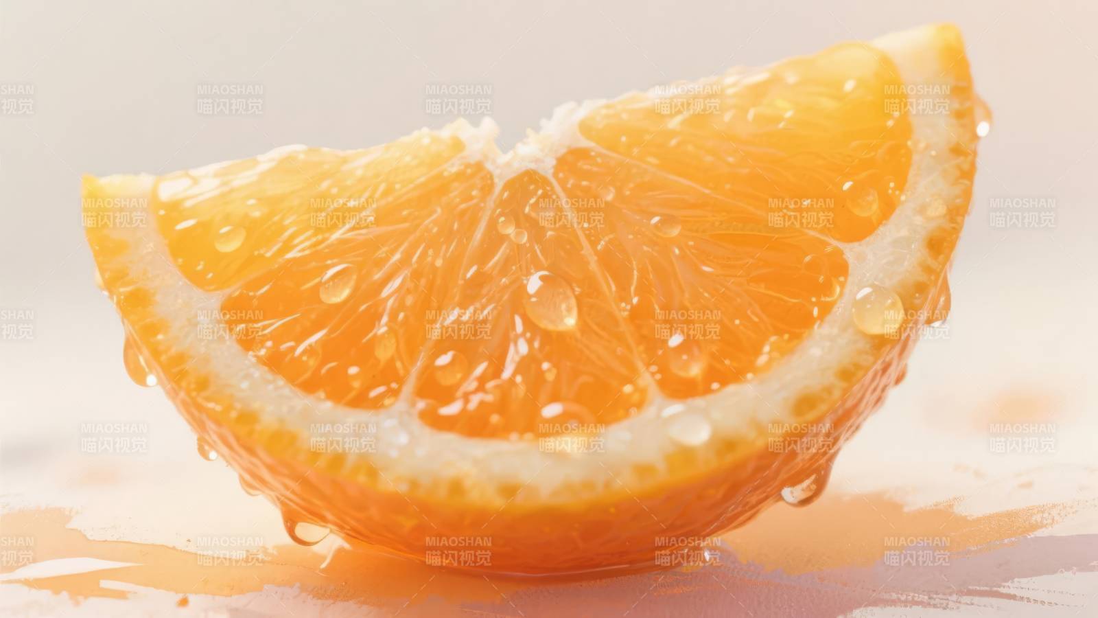 橙子切片水珠晶莹图片