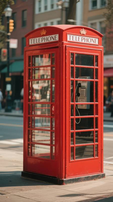 红色电话亭图片