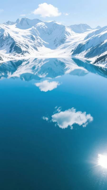 雪山映湖光图片