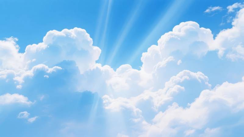 蓝天白云映阳光图片
