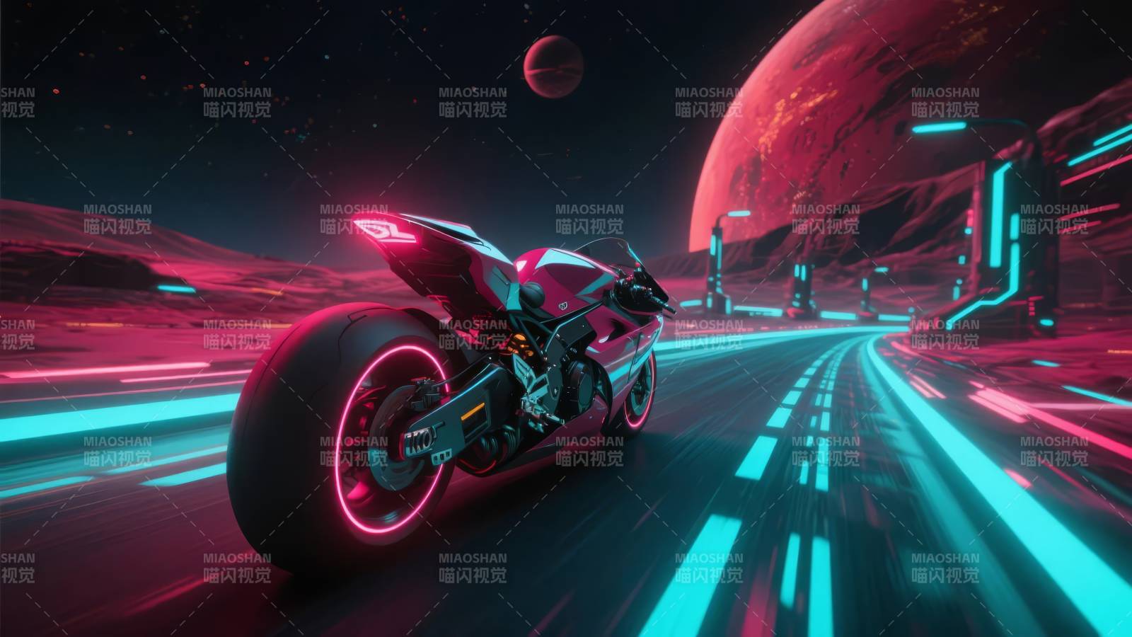 霓虹摩托疾驰星际图片