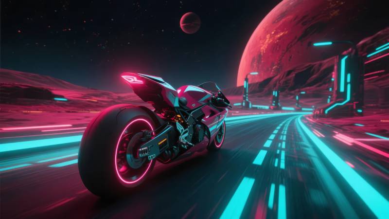 霓虹摩托疾驰星际图片