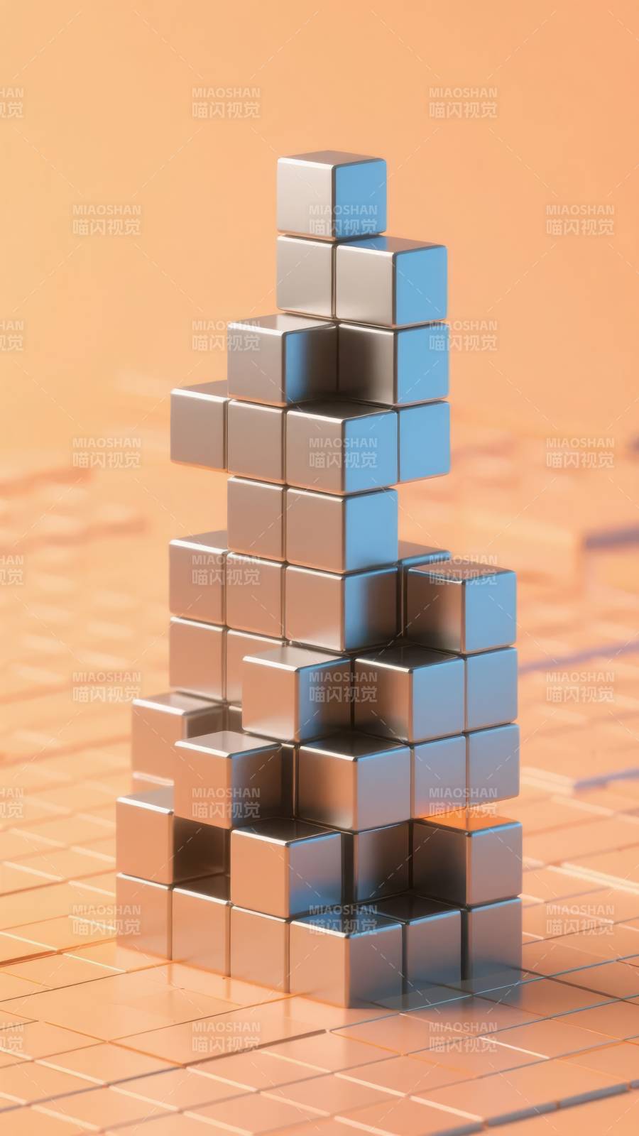 金属方块塔图片
