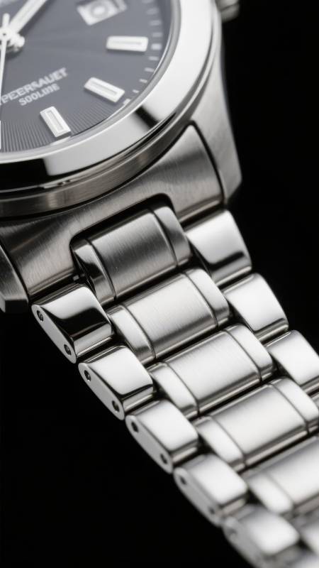 精致金属腕表特写图片