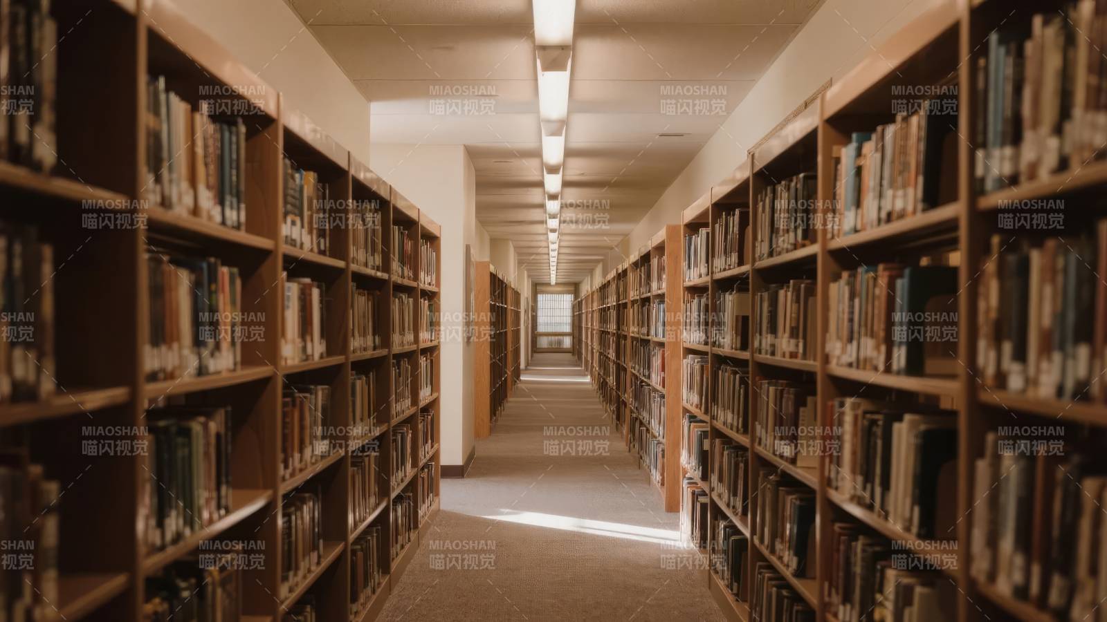 图书馆长廊书架图片