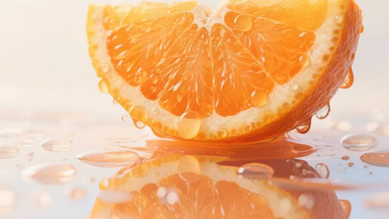 橙子切片水珠晶莹图片