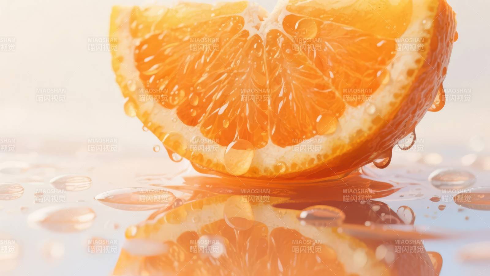 橙子切片水珠晶莹图片