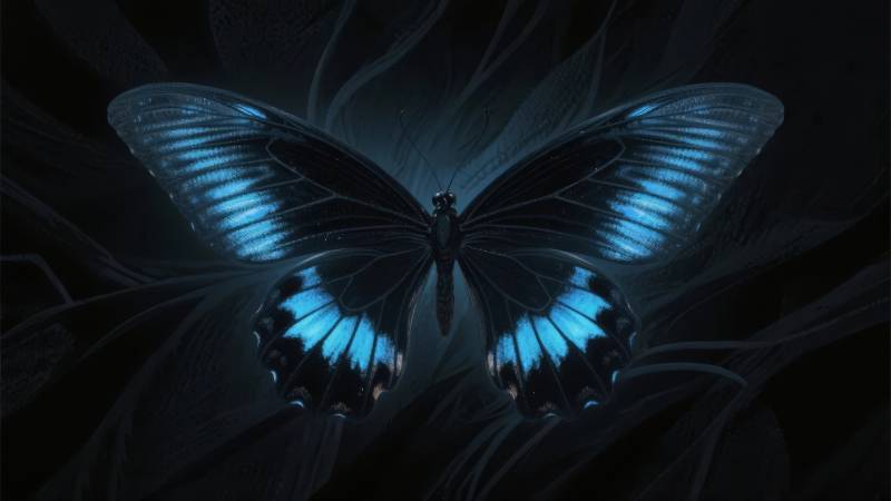 幽蓝蝶影图片