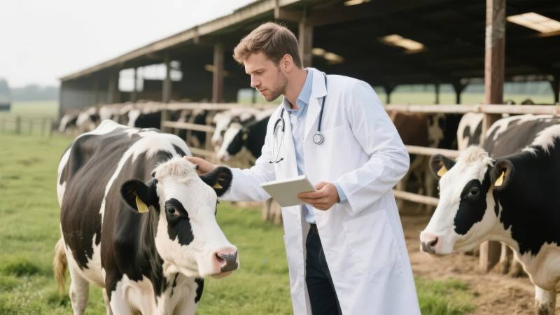 兽医检查奶牛图片